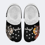 Snake&Figure&Letter&Floral Print - Fur Lined Slippers