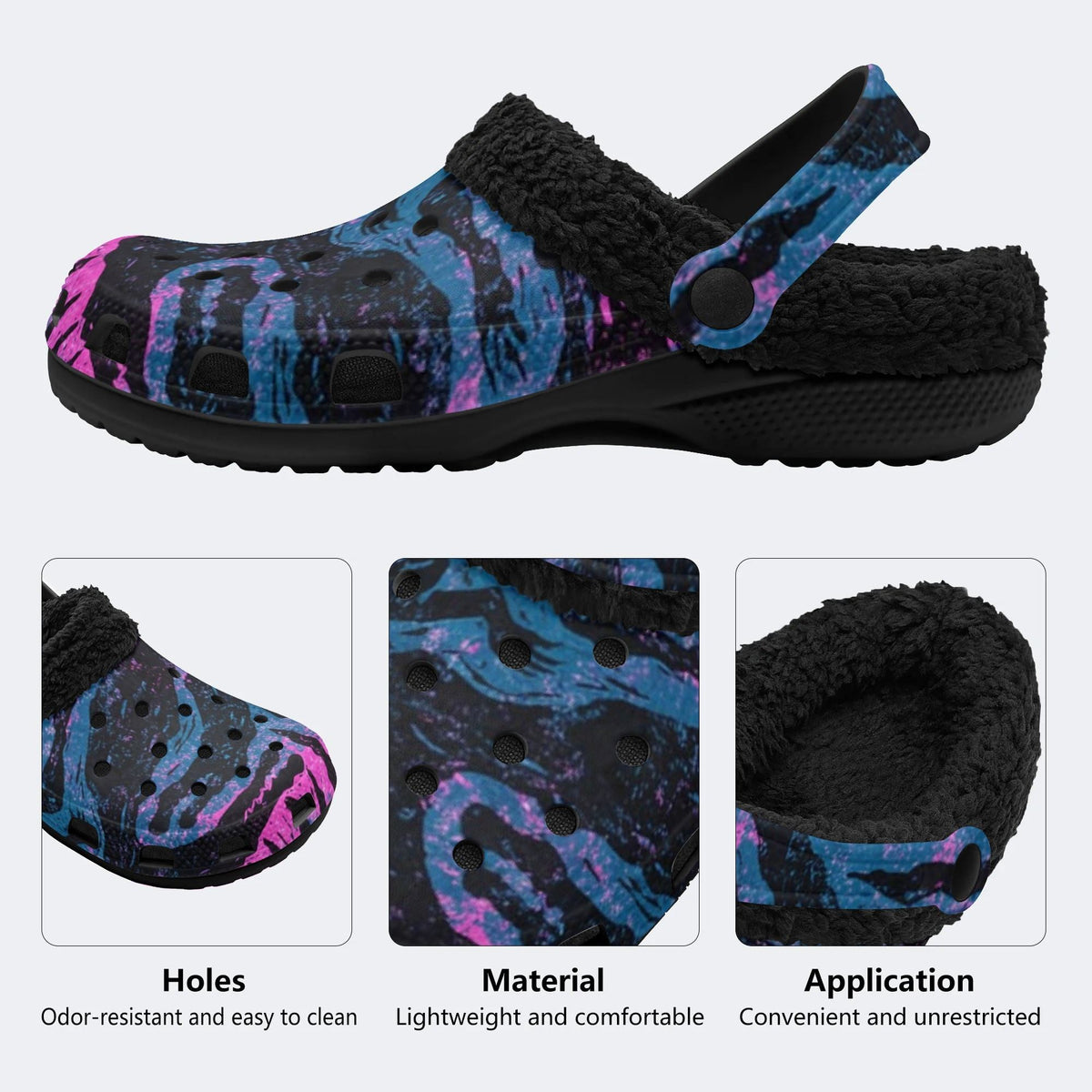 Dark Zebra Stripe - Fur Lined Slippers/Sandals