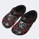 Gothic Rose Snake Skull‑Fur Lined Slippers Sandals