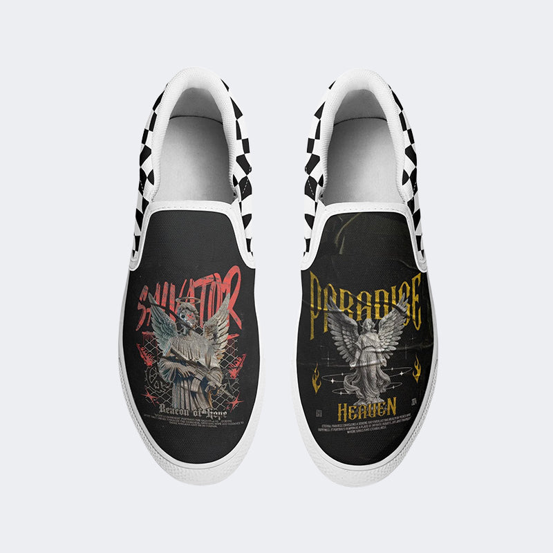 Figure&Wing&Letter Print - Slip On Shoes