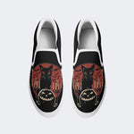 Halloween Pumpkin And Black Cat Print - Slip On Shoes