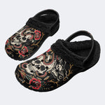 Tattoo Skull Snake Rose - Fur Lined Slippers/Sandals