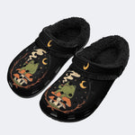 Gothic Witchy Frog Mushroom Crescent Moon - Fur Lined Slippers/Sandals