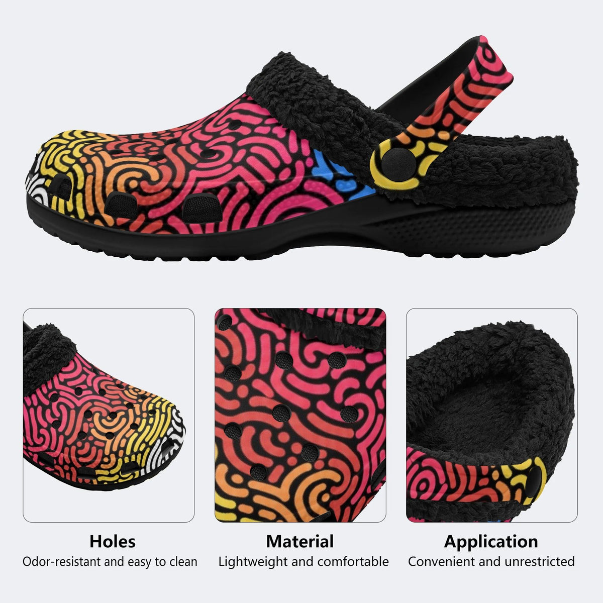 Maze Line Art - Fur Lined Slippers/Sandals