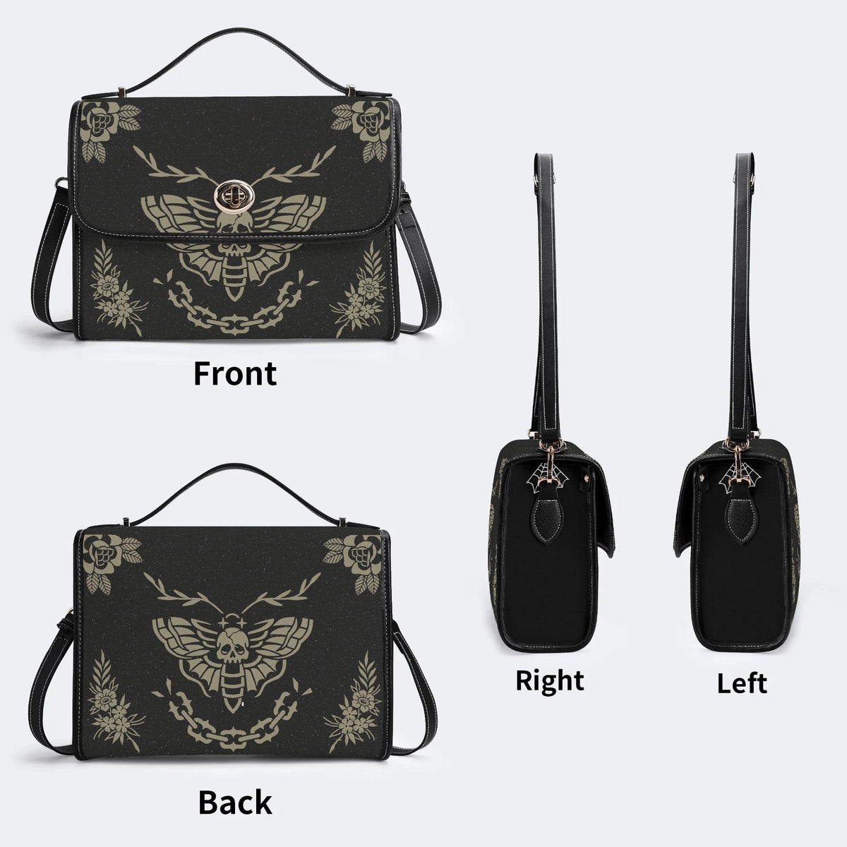 Classic Death Moth Vintage Print - Leather Satchel Bag