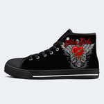 Biker Babe Heart Print - High Top Canvas