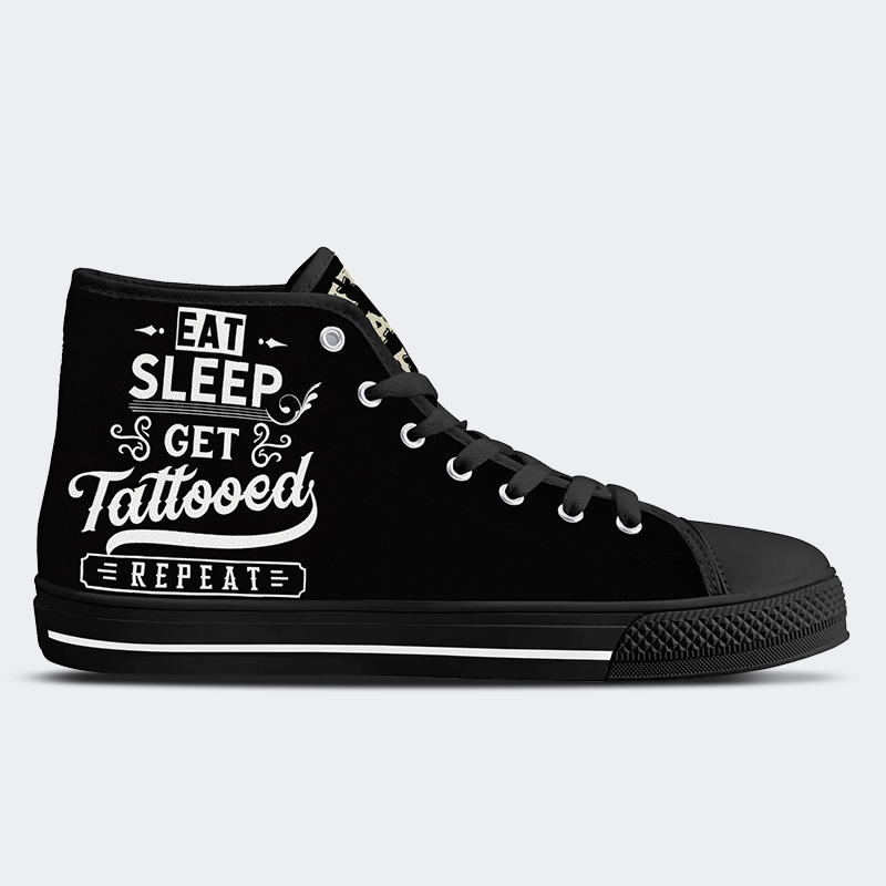 Unisex Eat Sleep Tattoo Wiederholungsdruck - High Top Canvas