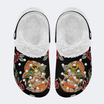 Japanese Lucky Cat Print - Fur Lined Slippers/Sandals