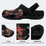 Vintage Death Moth Print - Fur Lined Slippers/Sandals