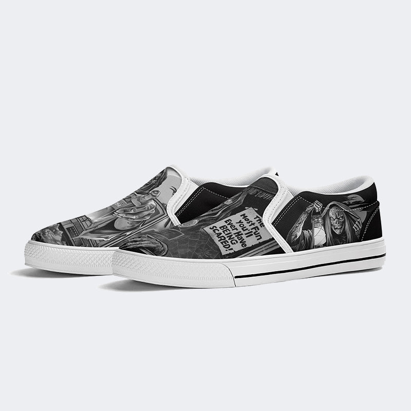 Vintage Horror Graphic Print - Slip On Shoes