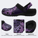 Gothic Raven Tombstone Purple Flame - Fur Lined Slippers/Sandals