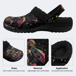 Colorful Starry Sky Mushroom Print - Fur Lined Slippers/Sandals