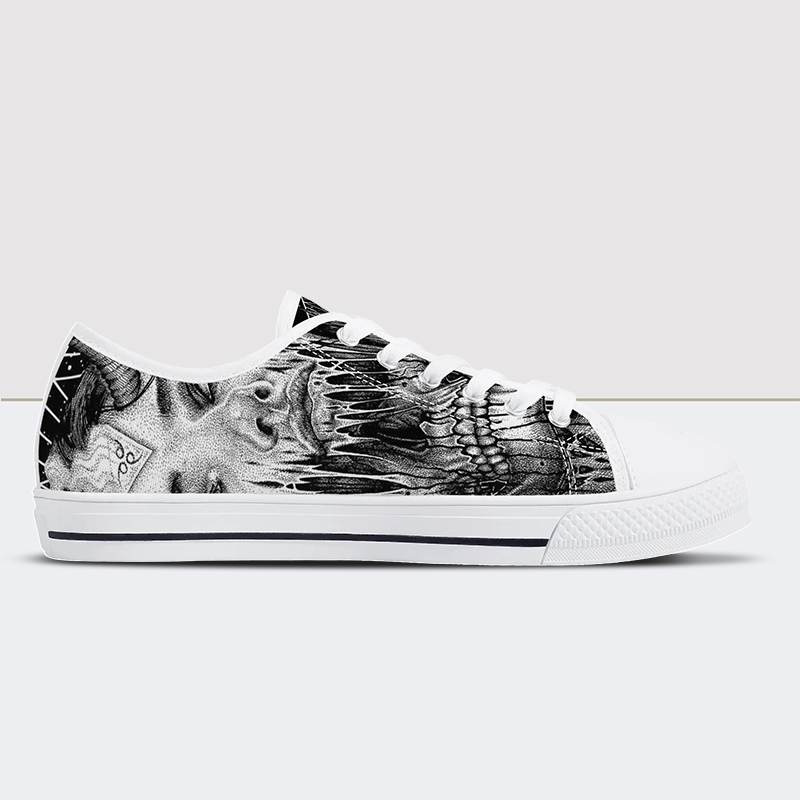 Cranial Extraction Skull Low Top Canvas Shoes