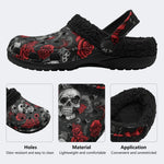 Gothic Rose Snake Skull‑Fur Lined Slippers Sandals