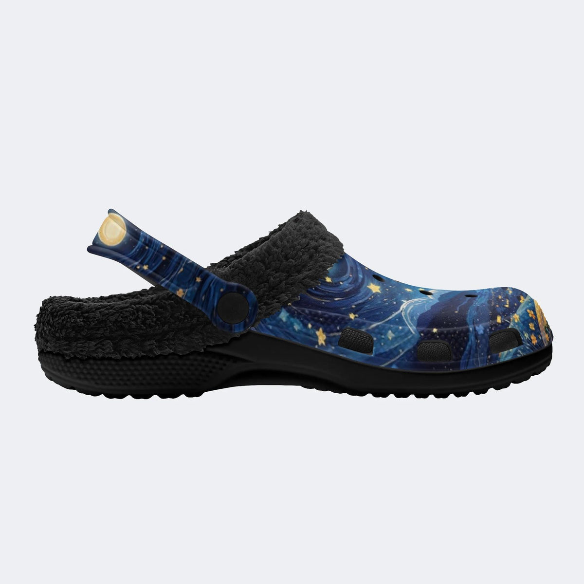 Van Gogh Black Cat - Fur Lined Slippers/Sandals