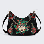 Medusa With Eyes Closed - Leather Crossbody Bag