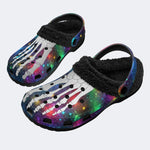 Cosmic Star Toe Bone Print - Fur Lined Slippers/Sandals