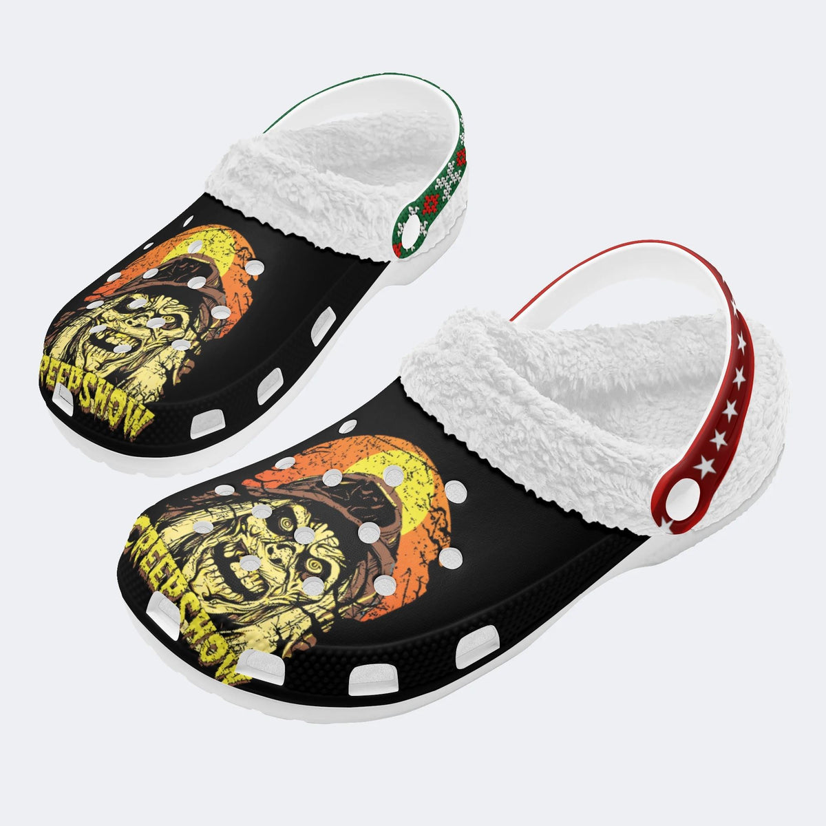 Horror Movie Graphic Print - Fur Lined Slippers/Sandals