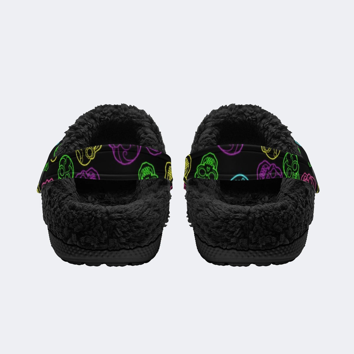 Neon Sugar Skulls - Fur Lined Slippers/Sandals