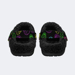 Neon Sugar Skulls - Fur Lined Slippers/Sandals