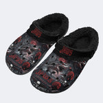 Gothic Skeleton Shark Skull Blood Moon Castle - Fur Lined Slippers/Sandals