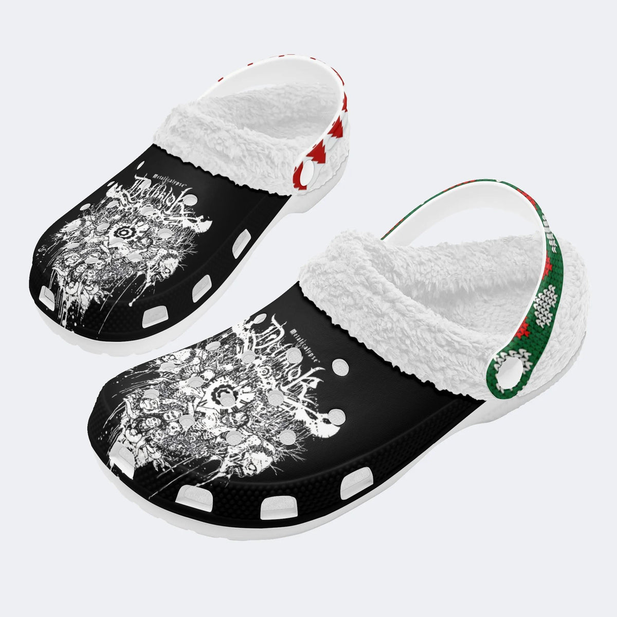 Horror Skull print - Fur Lined Slippers