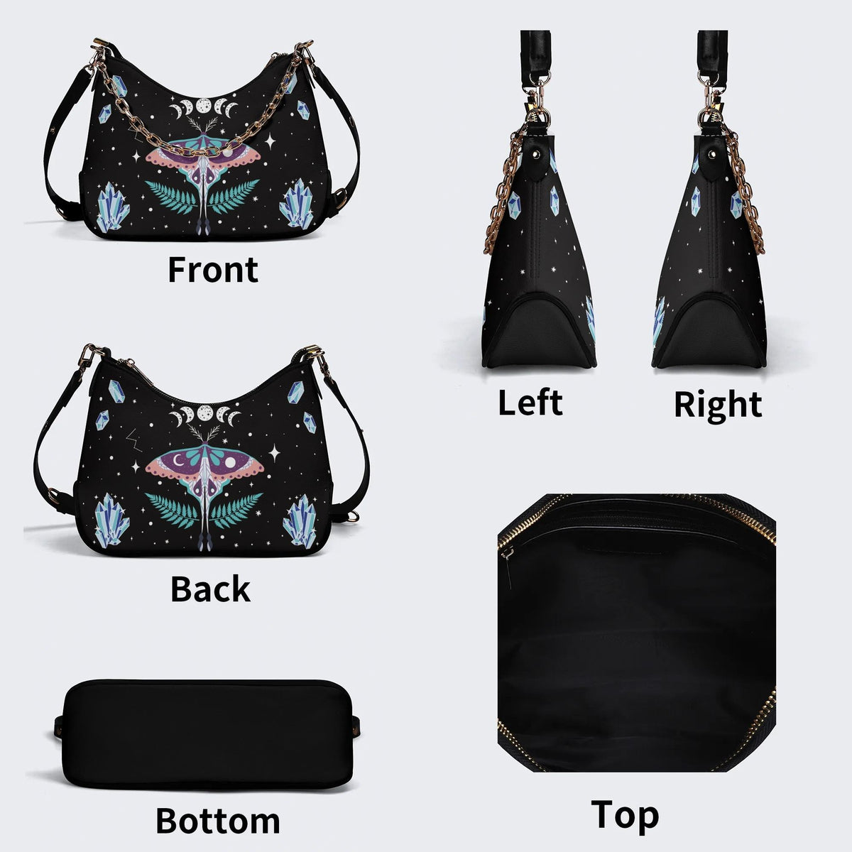 Death Moth Under The Stars - Leather Crossbody Bag