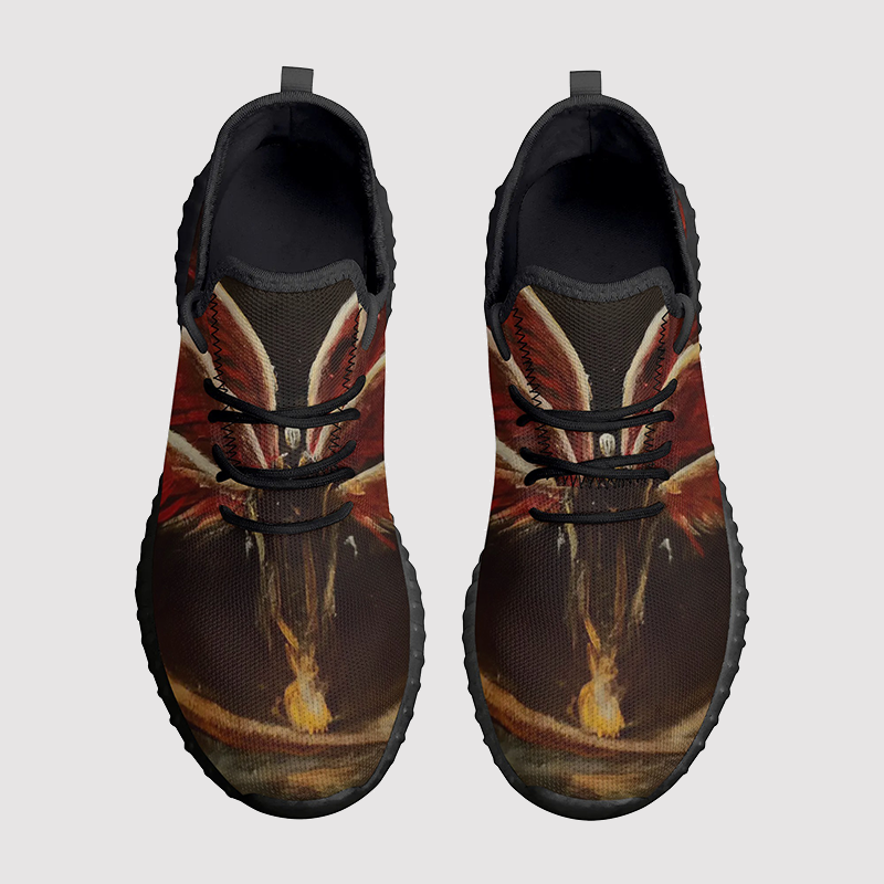 Skeleton Demon Print Mesh Knit Sneakers