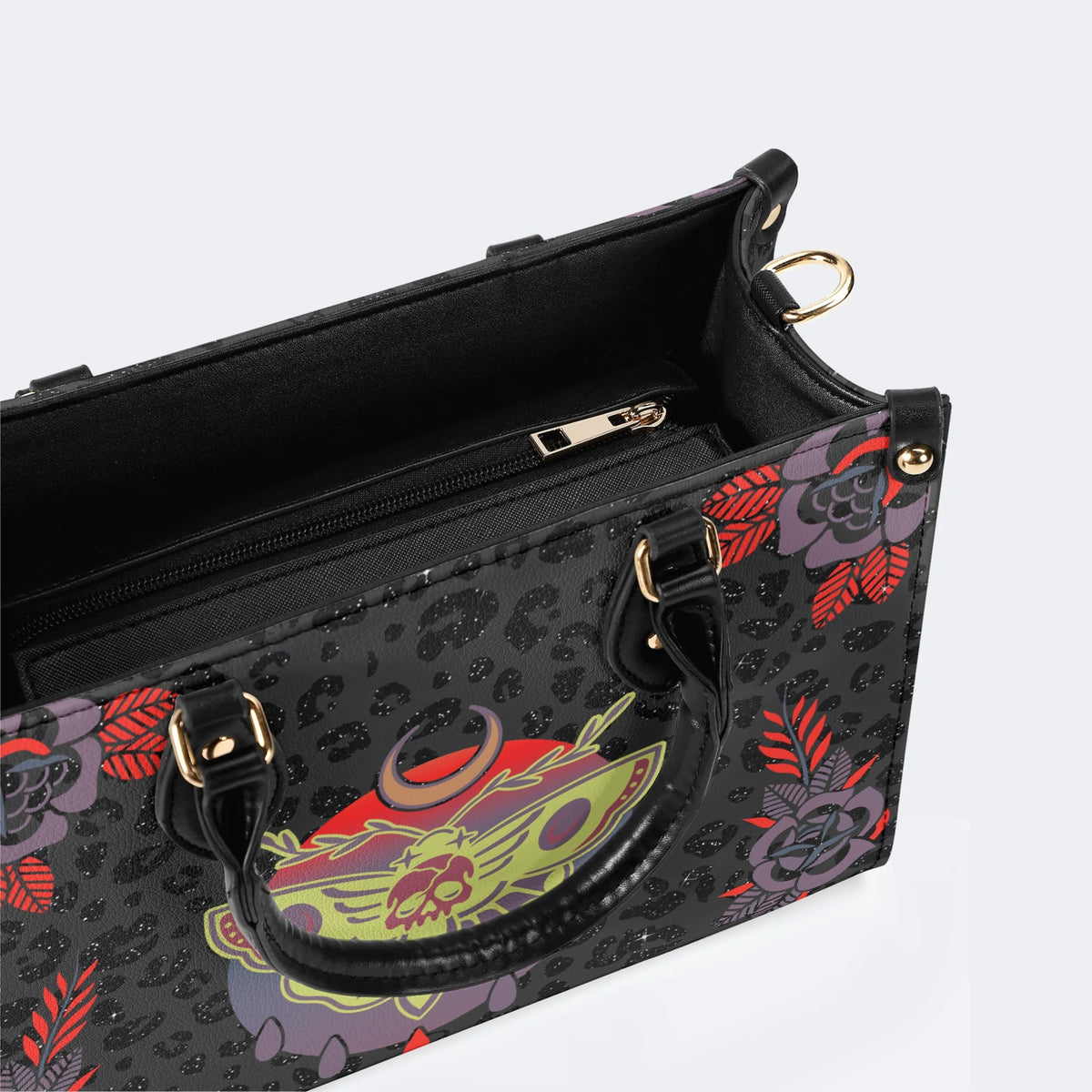 Classic Death Moth Print - Leather Handbag
