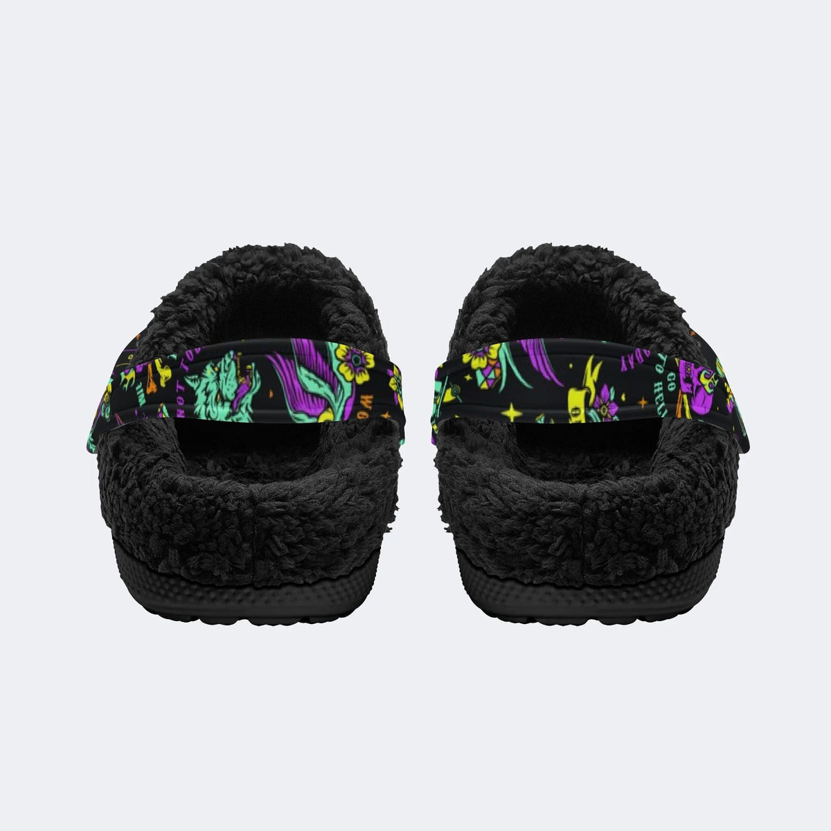 Gothic Dark Rock Skull - Fur Lined Slippers/Sandals