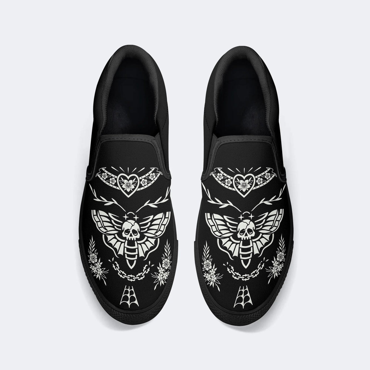 Death Moth Vintage Print - Slip On Shoes