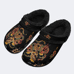 Old School Tiger & Snake Print - Fur Lined Slippers/Sandals