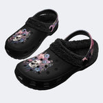 Moody Floral Skull - Fur Lined Slippers/Sandals