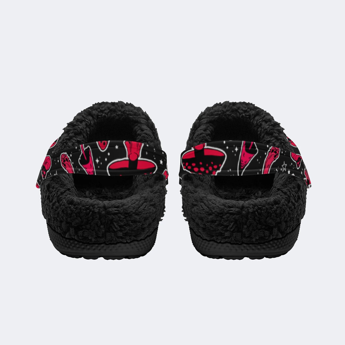 Starry Sky Mushroom Print - Fur Lined Slippers/Sandals