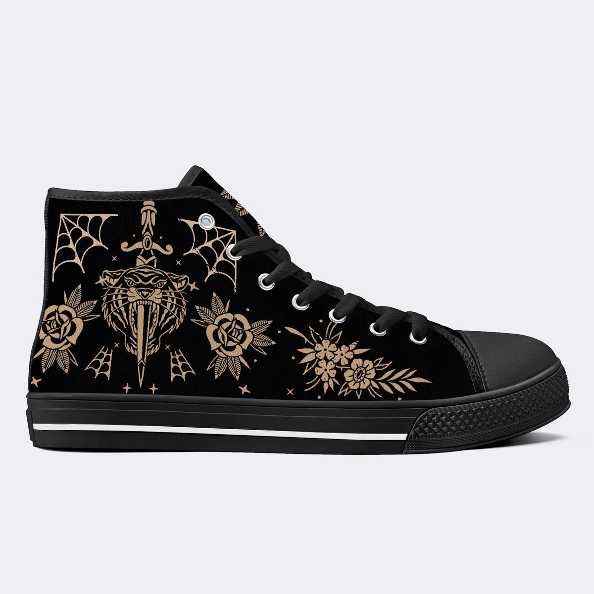 Old School Tiger Print - High Top Canvas