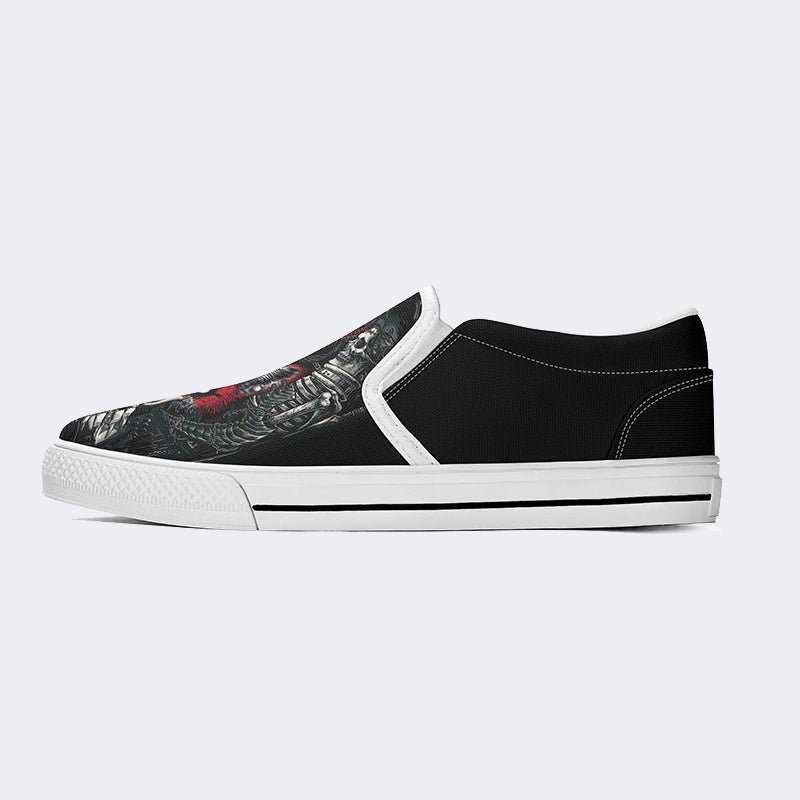 Unisex Skull Graphic Print - Slip On Shoes