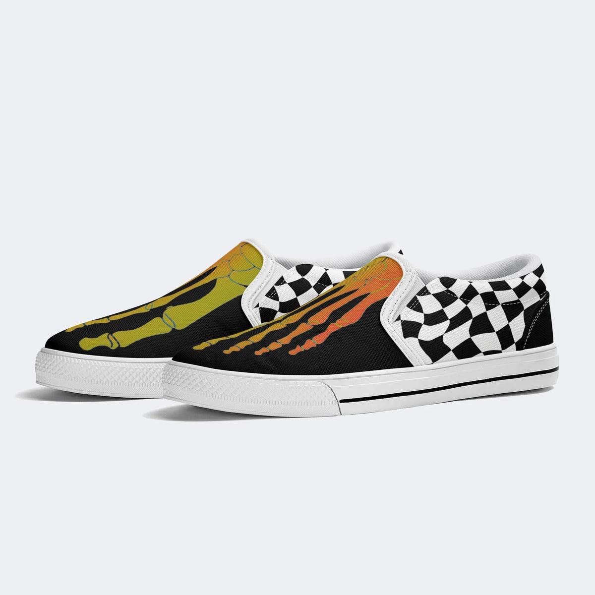 Yellow Gradient Skeleton Toes Skull - Slip On Shoes