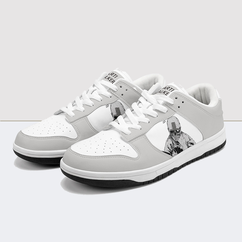 Skull & Letter Dunk Low Leather Sneakers