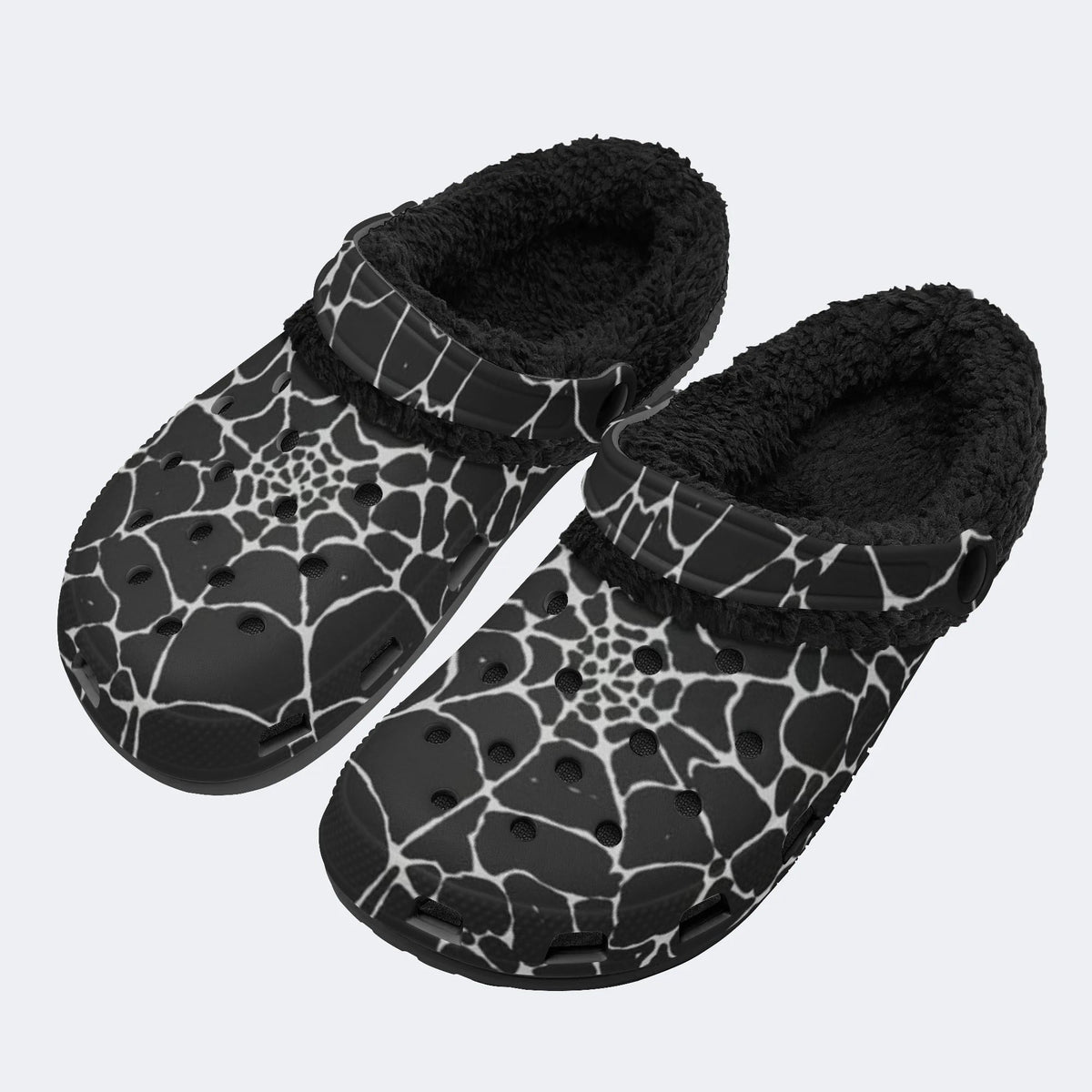 White Spiderweb - Fur Lined Slippers/Sandals