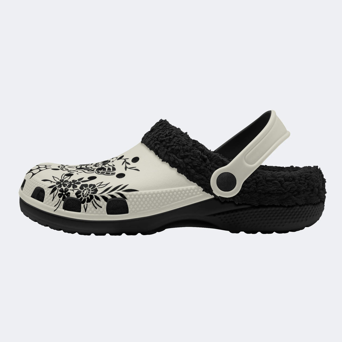 Classic Death Moth Print - Fur Lined Slippers/Sandals