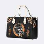 Screaming Wolf Vintage Print - Leather Handbag