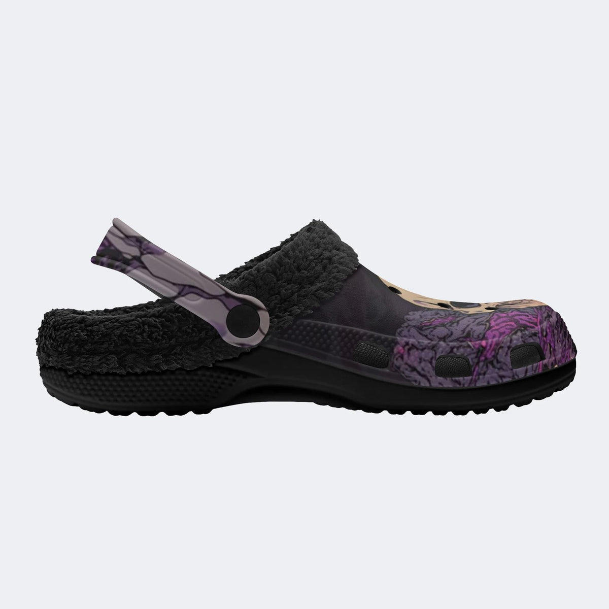Purple Smoke Skull - Fur Lined Slippers/Sandals