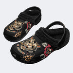 Traditional Tiger Dagger Print - Fur Lined Slippers/Sandals