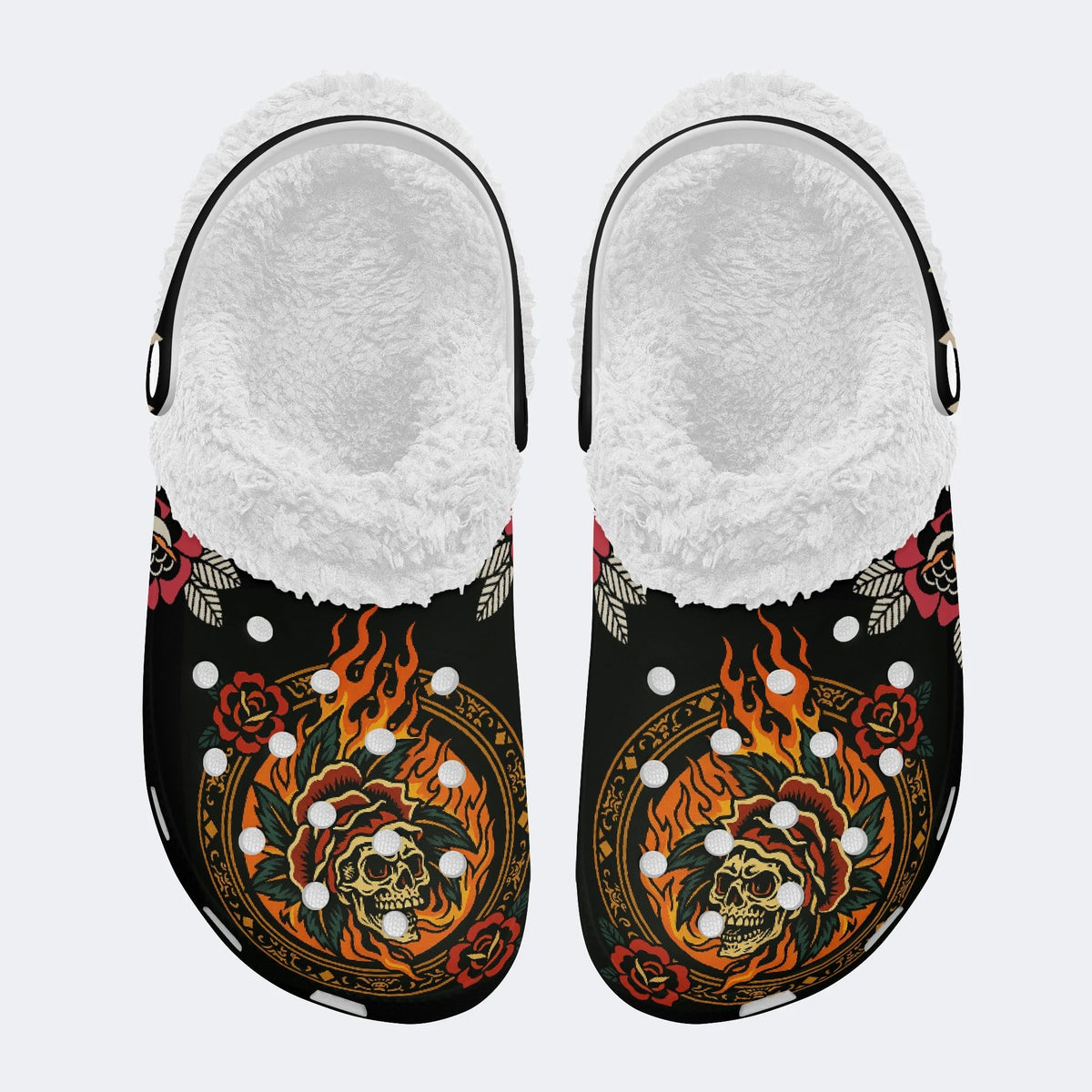 Head Swallowed By Flowers - Fur Lined Slippers/Sandals