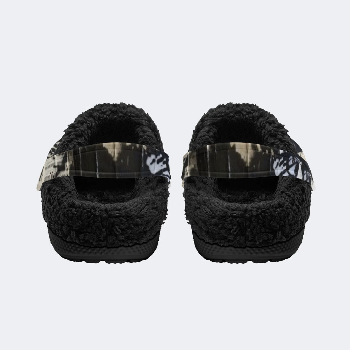 Retro Horror Skull Print - Fur Lined Slippers