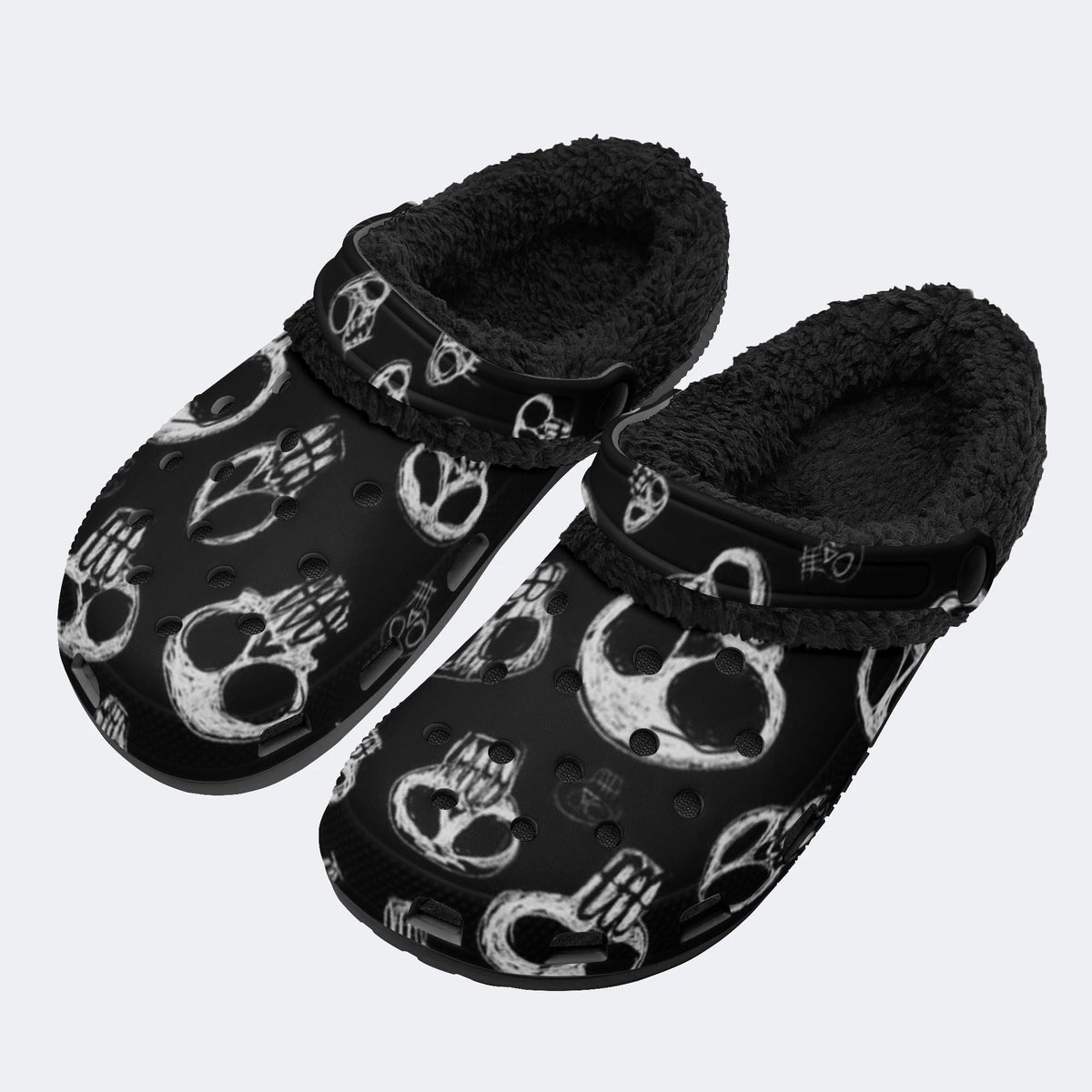Sketch Skulls - Fur Lined Slippers/Sandals