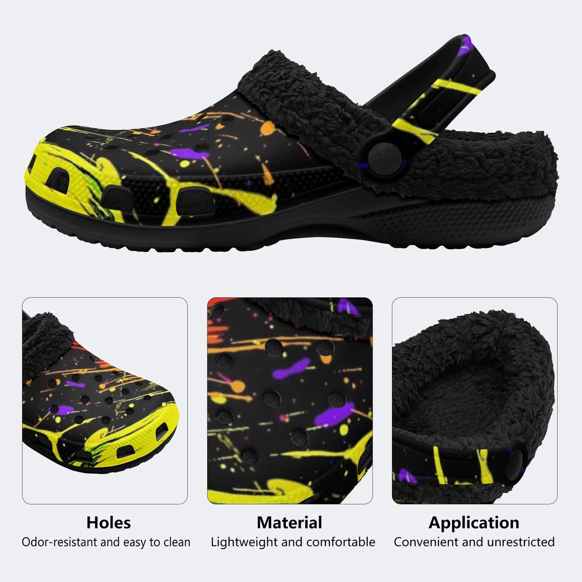 Vibrant Graffiti Splash - Fur Lined Slippers/Sandals