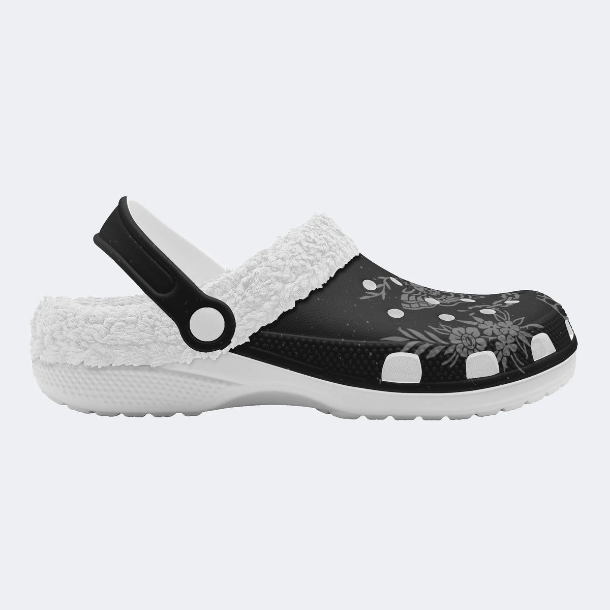 Death Moth Vintage Print - Fur Lined Slippers/Sandals