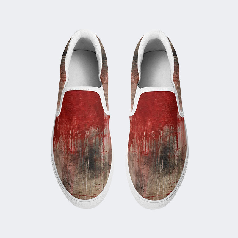 Weird Blood Dark Horror Gothic Halloween Vintage Art Print - Slip On Shoes