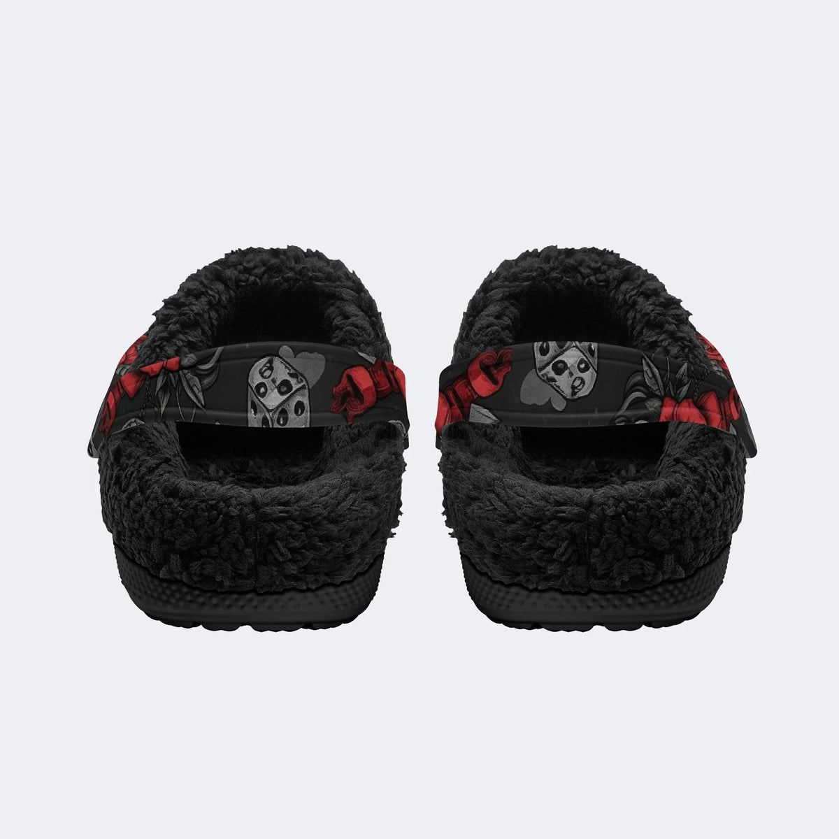 Gothic Rose Snake Skull‑Fur Lined Slippers Sandals